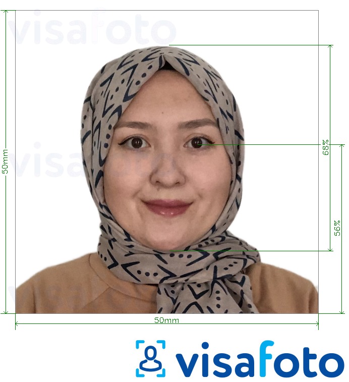 Приклад фотографії для Афганський паспорт 5x5 см (50x50 мм) з точними специфікаціями розміру