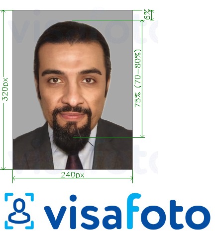 Приклад фотографії для Бахрейнська ідентифікаційна картка 240x320 пікселів з точними специфікаціями розміру