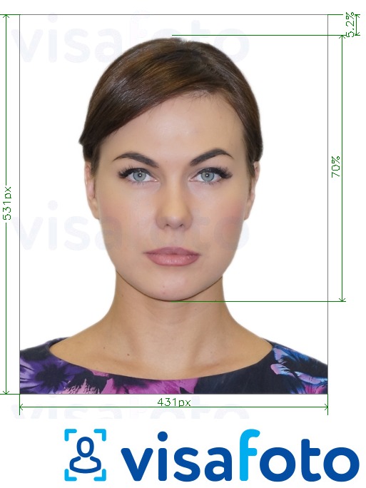 Приклад фотографії для Бразильський паспорт онлайн 431x531 px з точними специфікаціями розміру