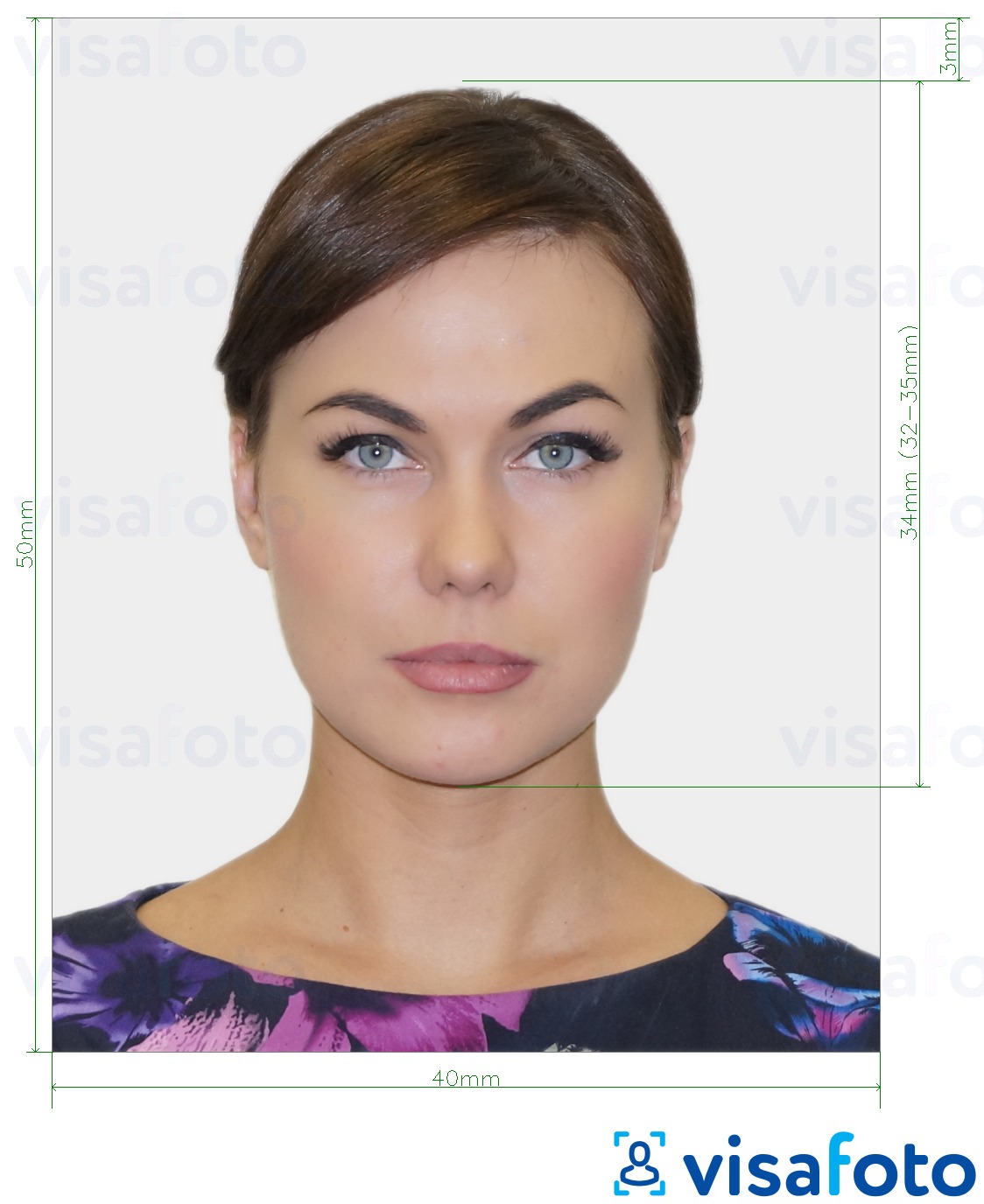 Приклад фотографії для Білоруський паспорт 40x50 мм (4x5 см) з точними специфікаціями розміру