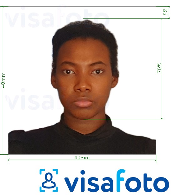 Приклад фотографії для Паспорт Конго (Браззавіль) 4х4 см (40x40 мм) з точними специфікаціями розміру