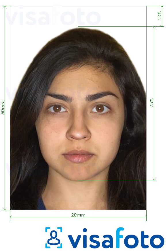 Приклад фотографії для Чилі Visa 2x3 cm з точними специфікаціями розміру