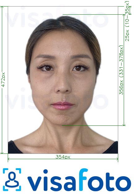 Приклад фотографії для Китай паспорт онлайн 354x472 пікселів з точними специфікаціями розміру