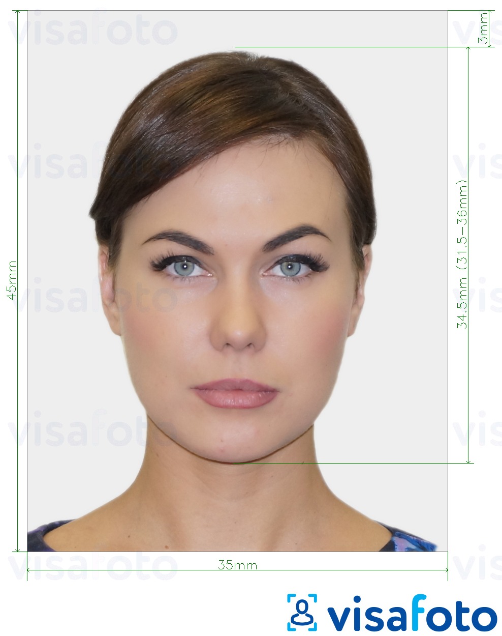Приклад фотографії для Паспорт Чехії 35х45мм (3,5х4,5 см) з точними специфікаціями розміру
