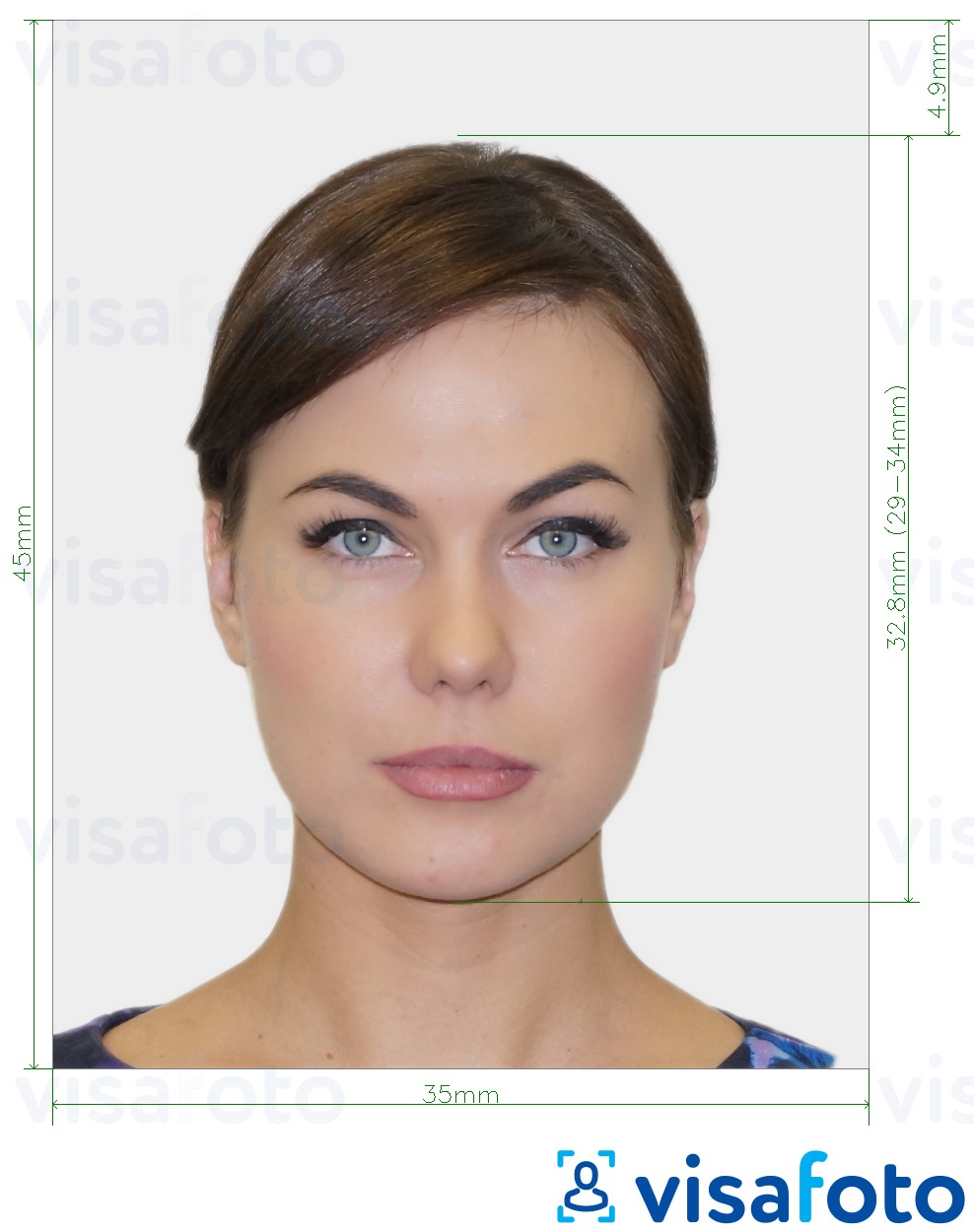 Приклад фотографії для Англійська паспорта офлайн 35x45 мм (3,5х4,5 см) з точними специфікаціями розміру