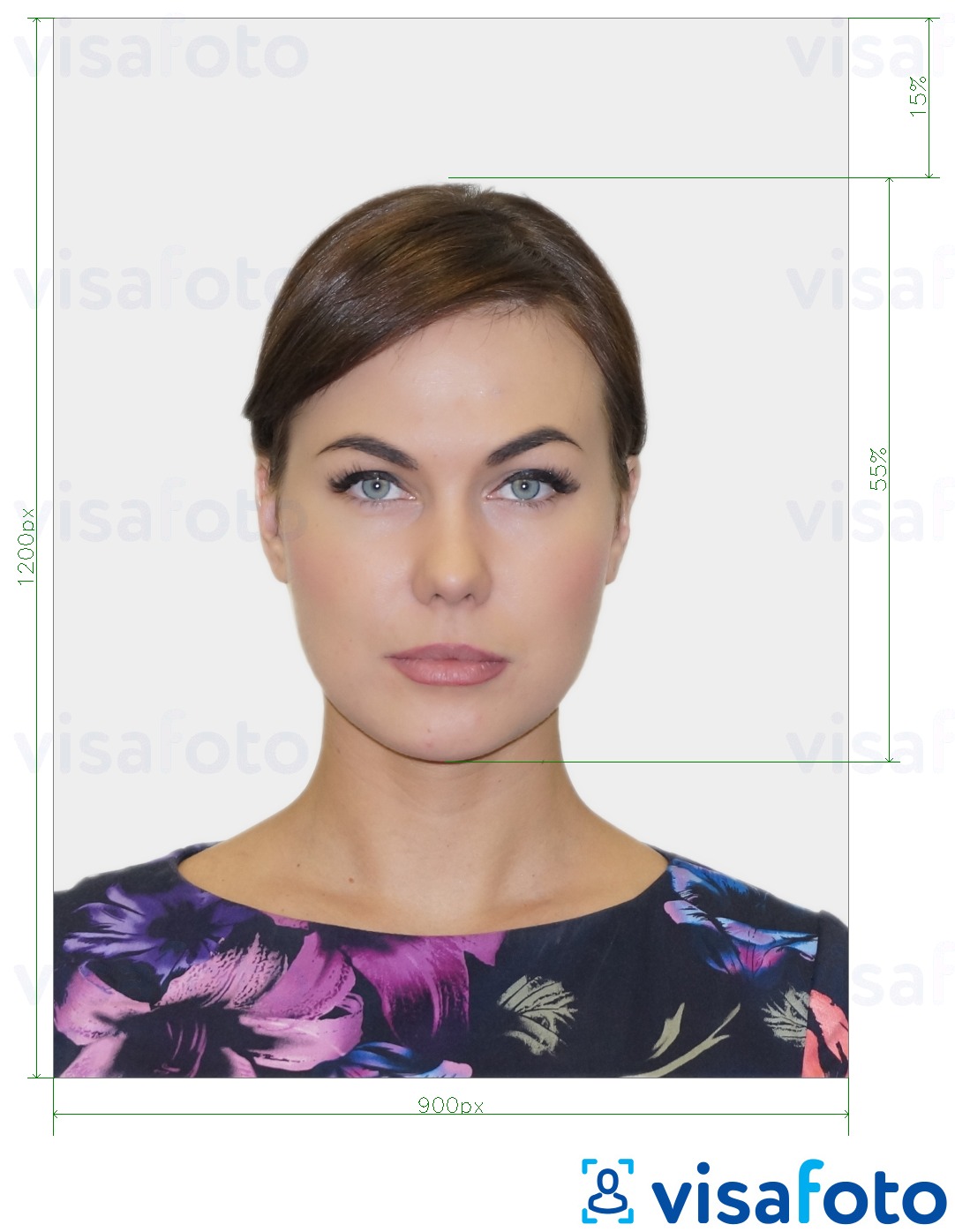 Приклад фотографії для Паспорт Великобританії онлайн з точними специфікаціями розміру