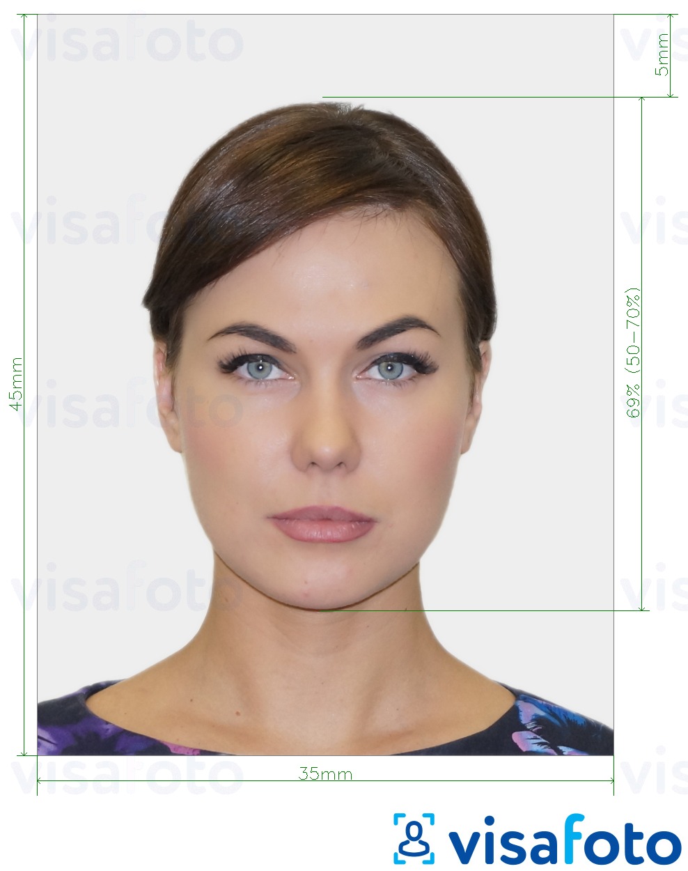 Приклад фотографії для Паспорт Грузії 35х45 мм (3,5х4,5 см) з точними специфікаціями розміру