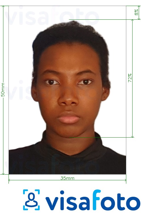 Приклад фотографії для Віза для Гвінеї Конакри 35х50мм з точними специфікаціями розміру