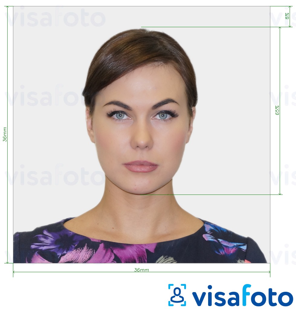 Приклад фотографії для Грецька ідентифікаційна картка 3.6x3.6 см (36x36 мм) з точними специфікаціями розміру