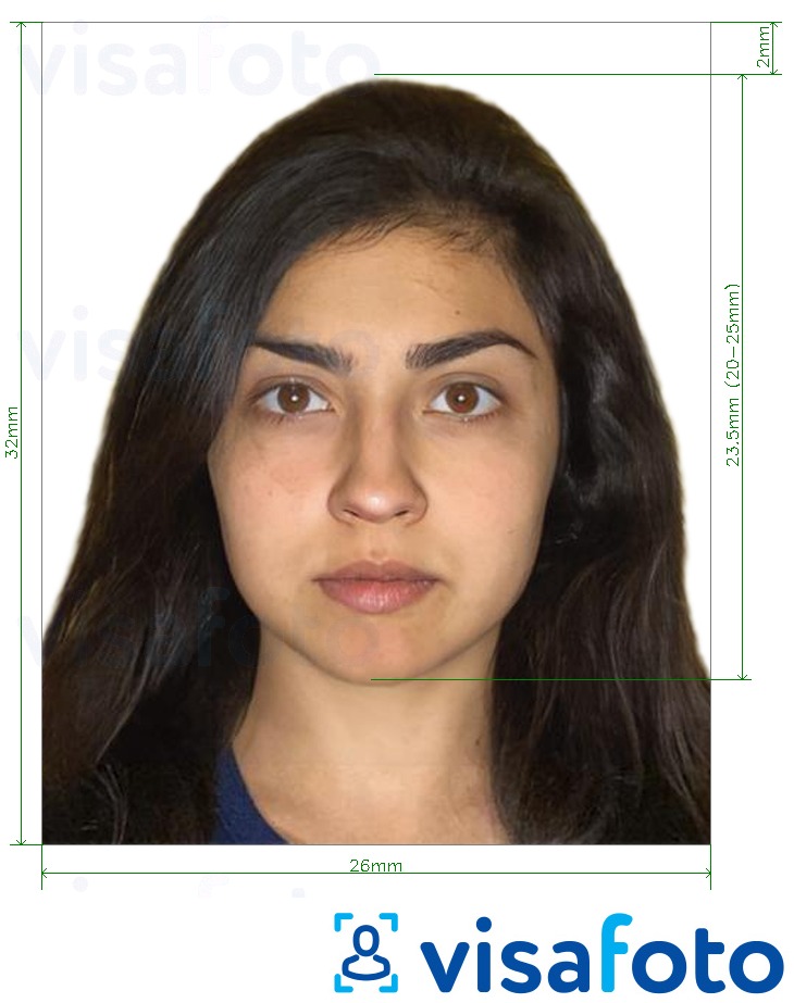 Приклад фотографії для Паспорт Гватемали 2,6х3,2 см з точними специфікаціями розміру