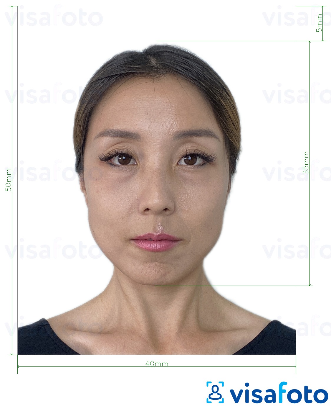 Приклад фотографії для Гонконгський паспорт 40x50 мм (4x5 см) з точними специфікаціями розміру