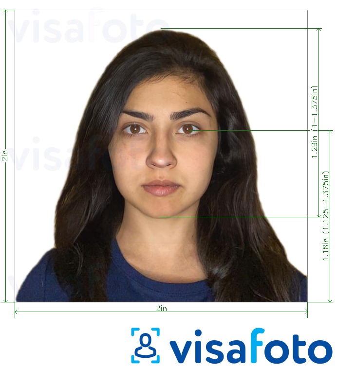 Приклад фотографії для Паспорт Ізраїлю 5x5 см (2х2 дюйма, 51х51 мм) з точними специфікаціями розміру