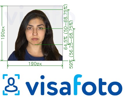 Приклад фотографії для Індія Visa 190x190 px через VFSglobal.com з точними специфікаціями розміру
