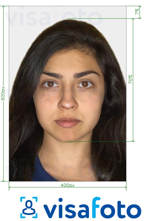 Приклад фотографії для Іран e-visa 600x400 пікселів з точними специфікаціями розміру