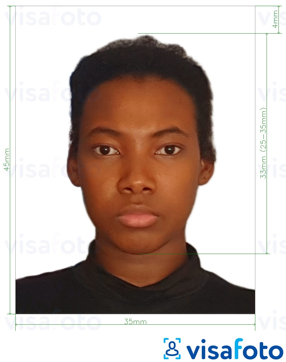 Приклад фотографії для Паспорт Ямайки 35х45 мм (3,5х4,5 см) з точними специфікаціями розміру