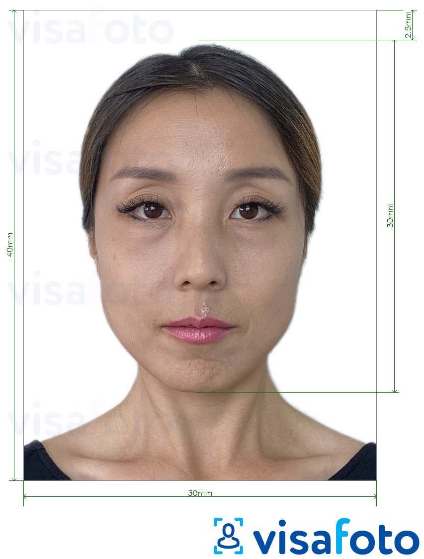 Приклад фотографії для Японія резюме 3x4 см з точними специфікаціями розміру