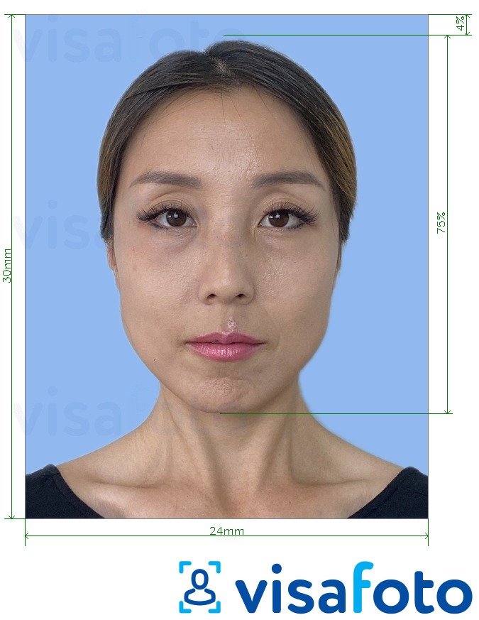 Приклад фотографії для Японська мисливська ліцензія 2,4х3 см з точними специфікаціями розміру