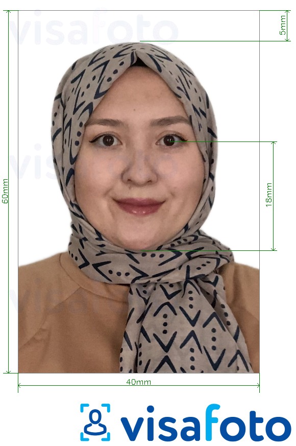 Приклад фотографії для Паспорт Киргизії 4х6 см (40x60 мм) з точними специфікаціями розміру