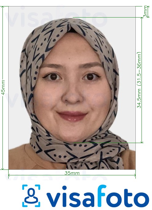 Приклад фотографії для Казахстан ID картка онлайн 413x531 пікселів з точними специфікаціями розміру