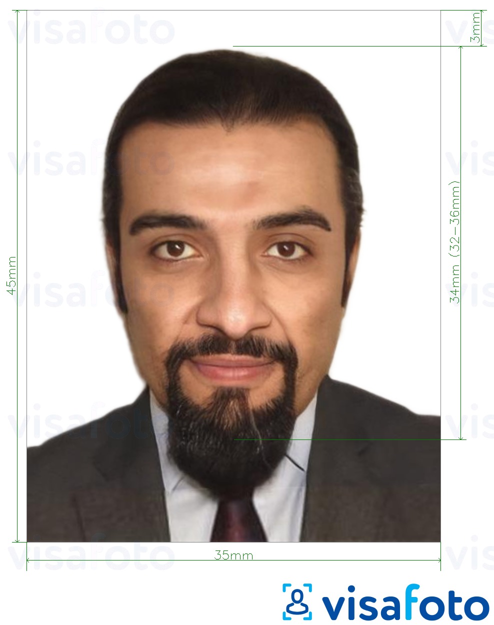 Приклад фотографії для Ліванська ідентифікаційна картка 3,5х4,5 см (35х45 мм) з точними специфікаціями розміру
