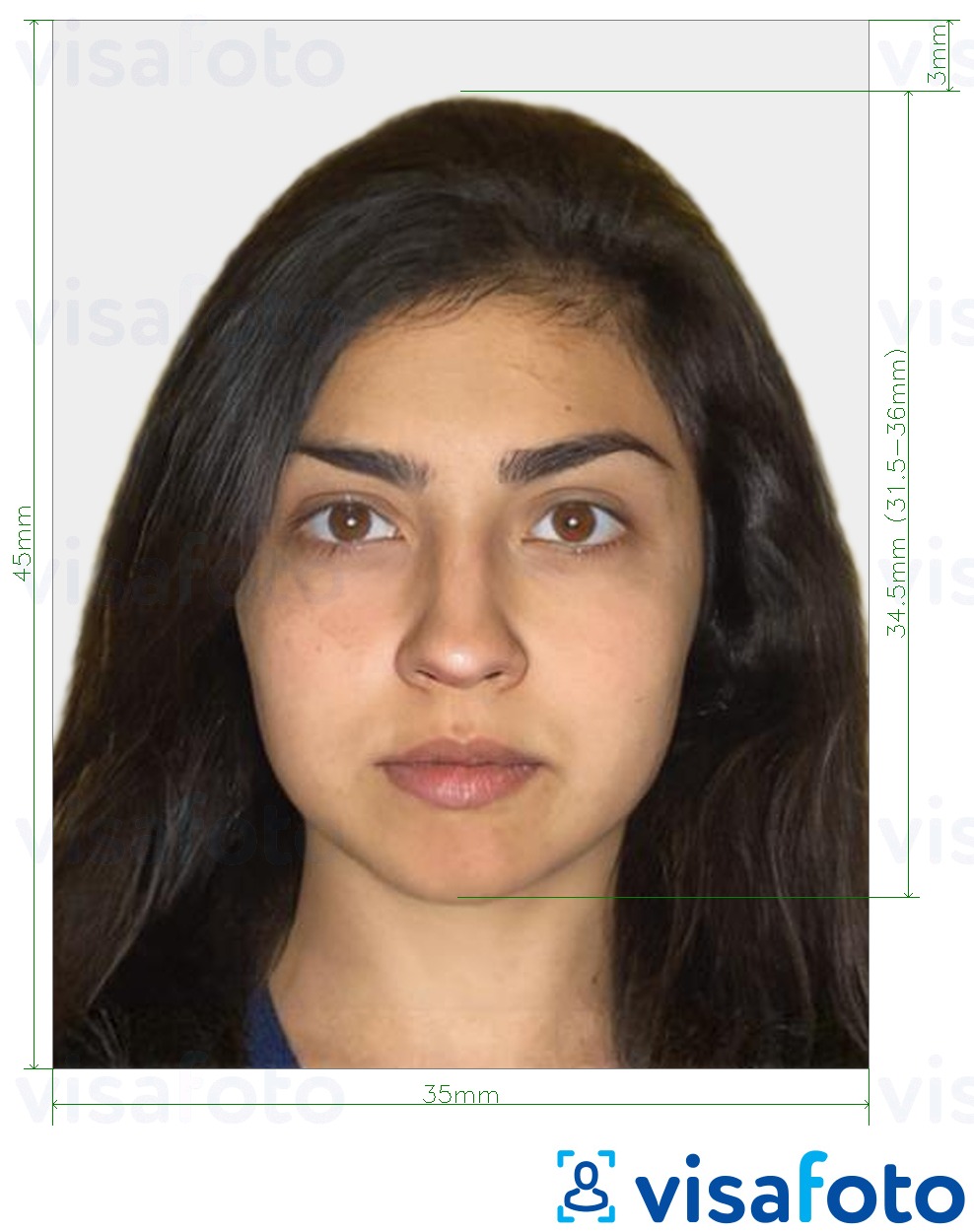 Приклад фотографії для Паспорт Шрі-Ланки 3,5х4,5 см (35х45 мм) з точними специфікаціями розміру