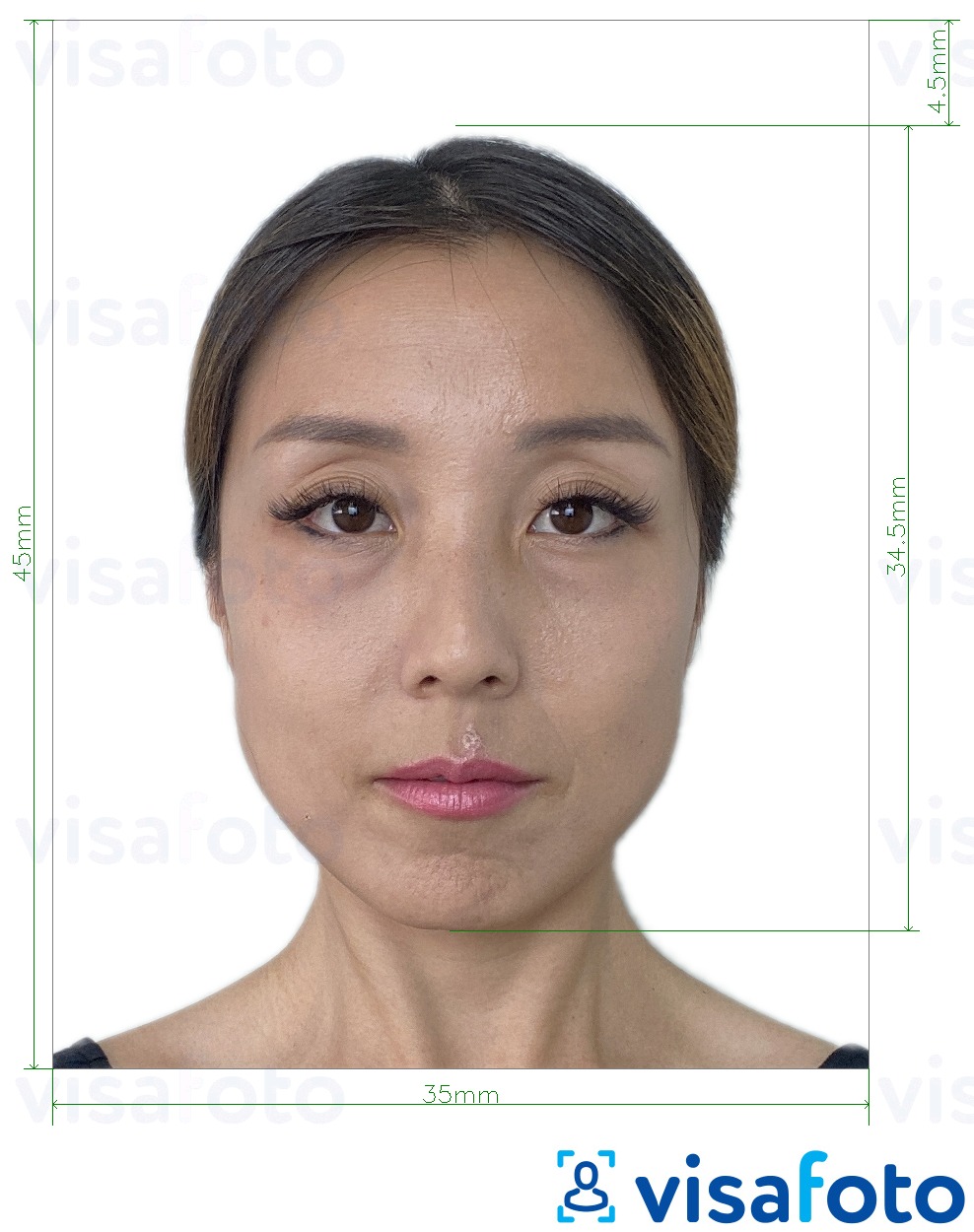 Приклад фотографії для Паспорт М'янми 35х45 мм з точними специфікаціями розміру
