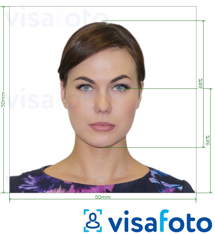 Приклад фотографії для Паспорт Сербії 50х50 мм з точними специфікаціями розміру