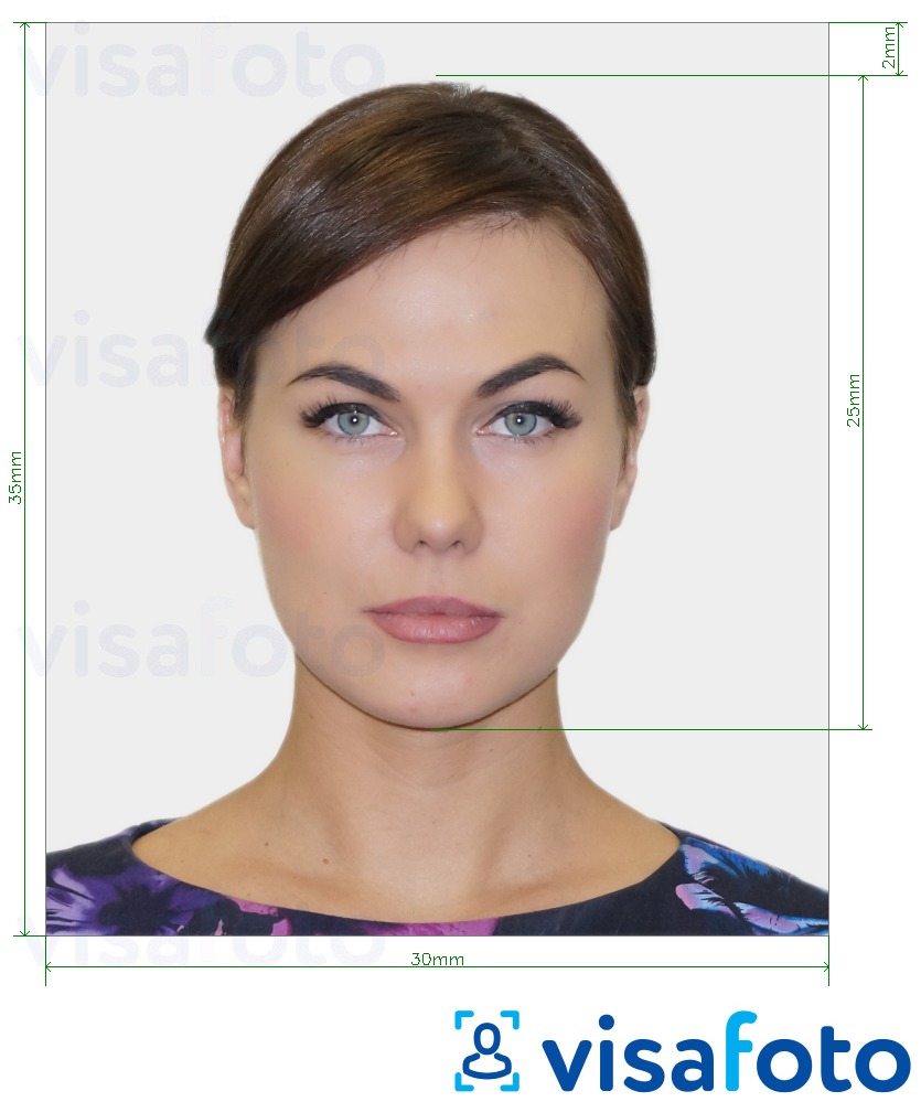 Приклад фотографії для Словаччина Visa 30x35 мм (3x3,5 см) з точними специфікаціями розміру