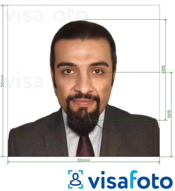Приклад фотографії для Паспорт Чаду 50x50мм (5х5 см) з точними специфікаціями розміру