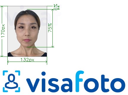 Приклад фотографії для Таїланд visa 132x170 пікселів з точними специфікаціями розміру