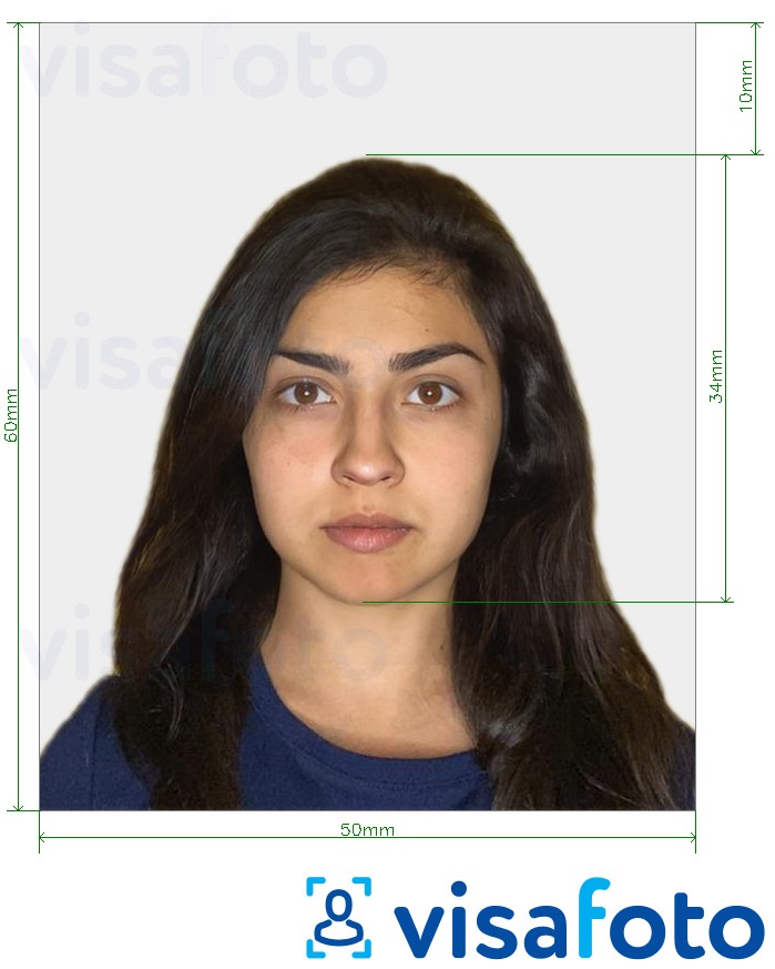Приклад фотографії для Паспорт Туреччини 50x60 мм (5x6 см) з точними специфікаціями розміру