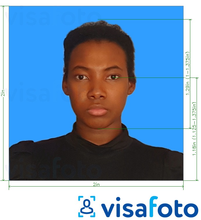 Приклад фотографії для Танзанія Азанія Банк 2x2 дюйма синій фон з точними специфікаціями розміру
