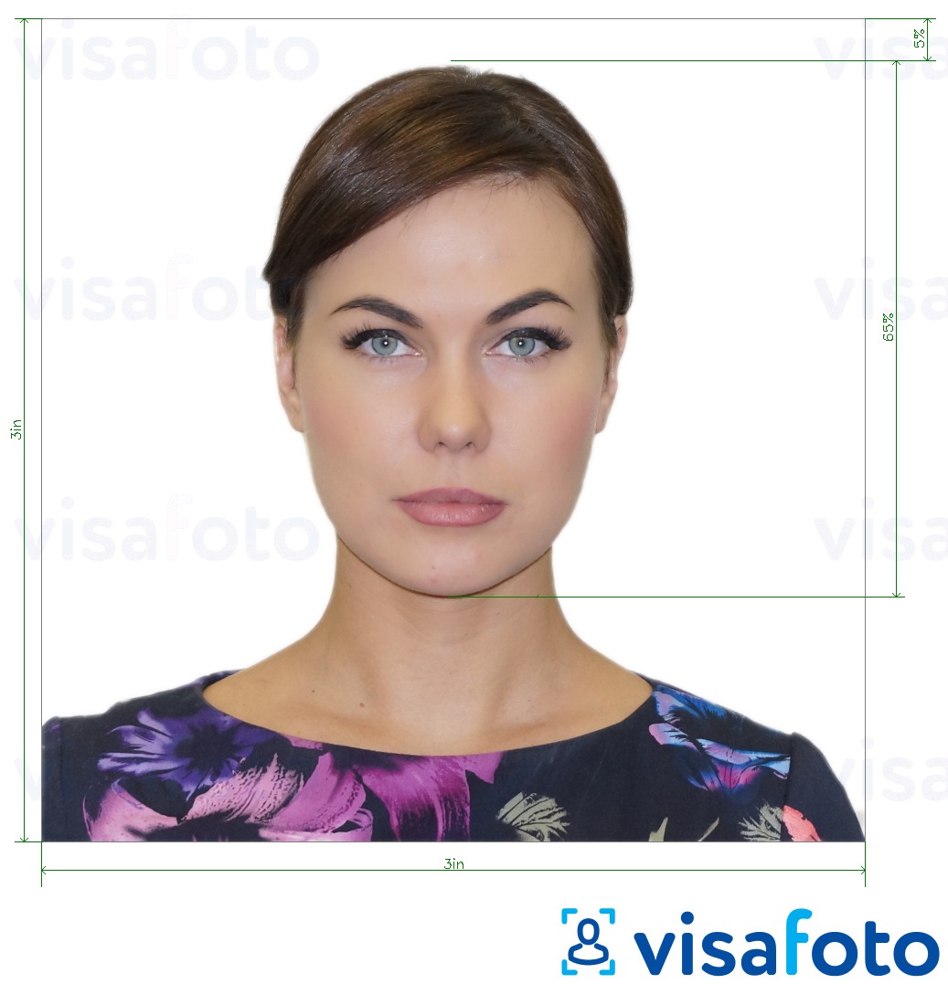 Приклад фотографії для Бейдж CCHI ID США 3х3 дюйма з точними специфікаціями розміру