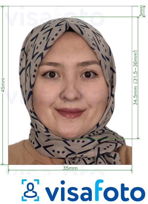 Приклад фотографії для Паспорт Узбекистану 35х45 мм з точними специфікаціями розміру