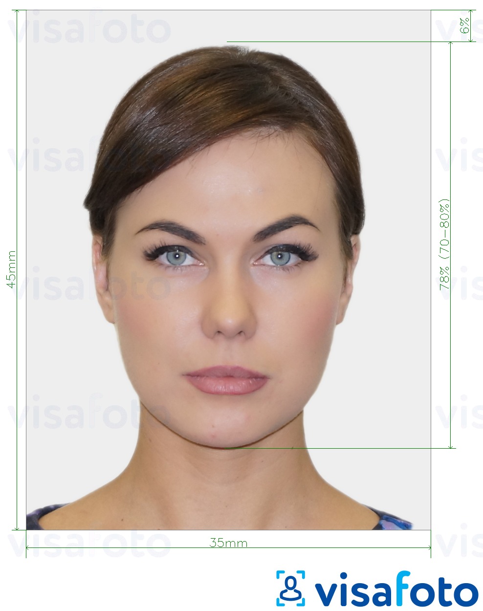Приклад фотографії для Біометрична паспортна фотографія з точними специфікаціями розміру